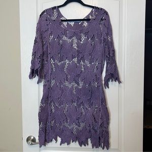 Solitaire Lace Swim Coverup Purple Large